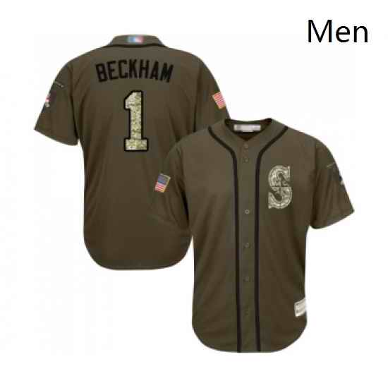 Mens Seattle Mariners 1 Tim Beckham Authentic Green Salute to Service Baseball Jersey
